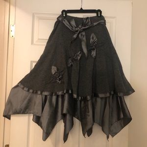 LOLA Velvet Ruffle Skirt double layer dark grey